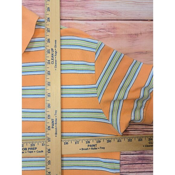 Polo Ralph Lauren Mens Orange Striped Cotton Polo Medium - Picture 6 of 6